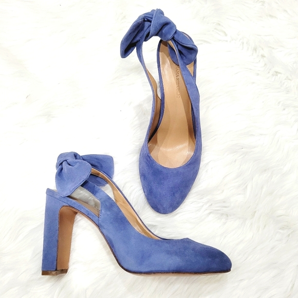 Banana Republic Cadi blue suede slingback heels 7.5 - Picture 2 of 10